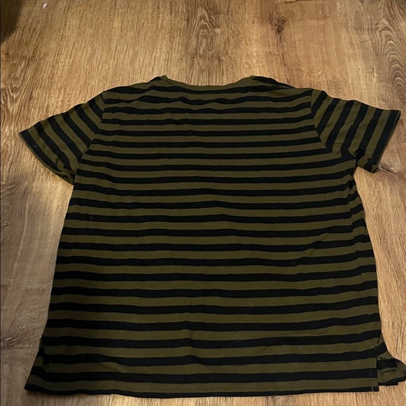Eddie Bauer Olive and Black Striped Short Sleeve Tee Size Medium - Picture 5 of 5